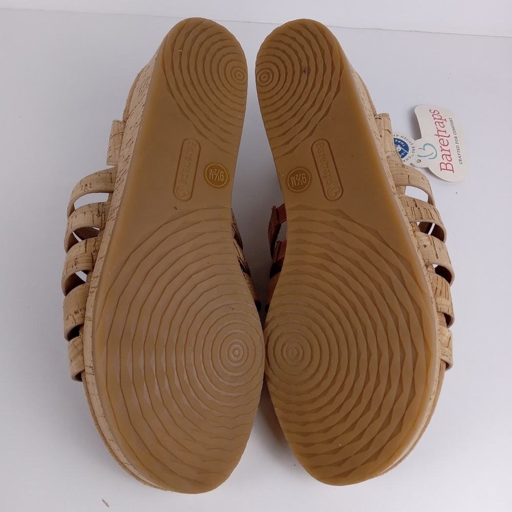 Baretraps Nickie Wedge Sandal Womens 9.5 Cork Hook And Loop Ankle Strap Comfort - Picture 9 of 10